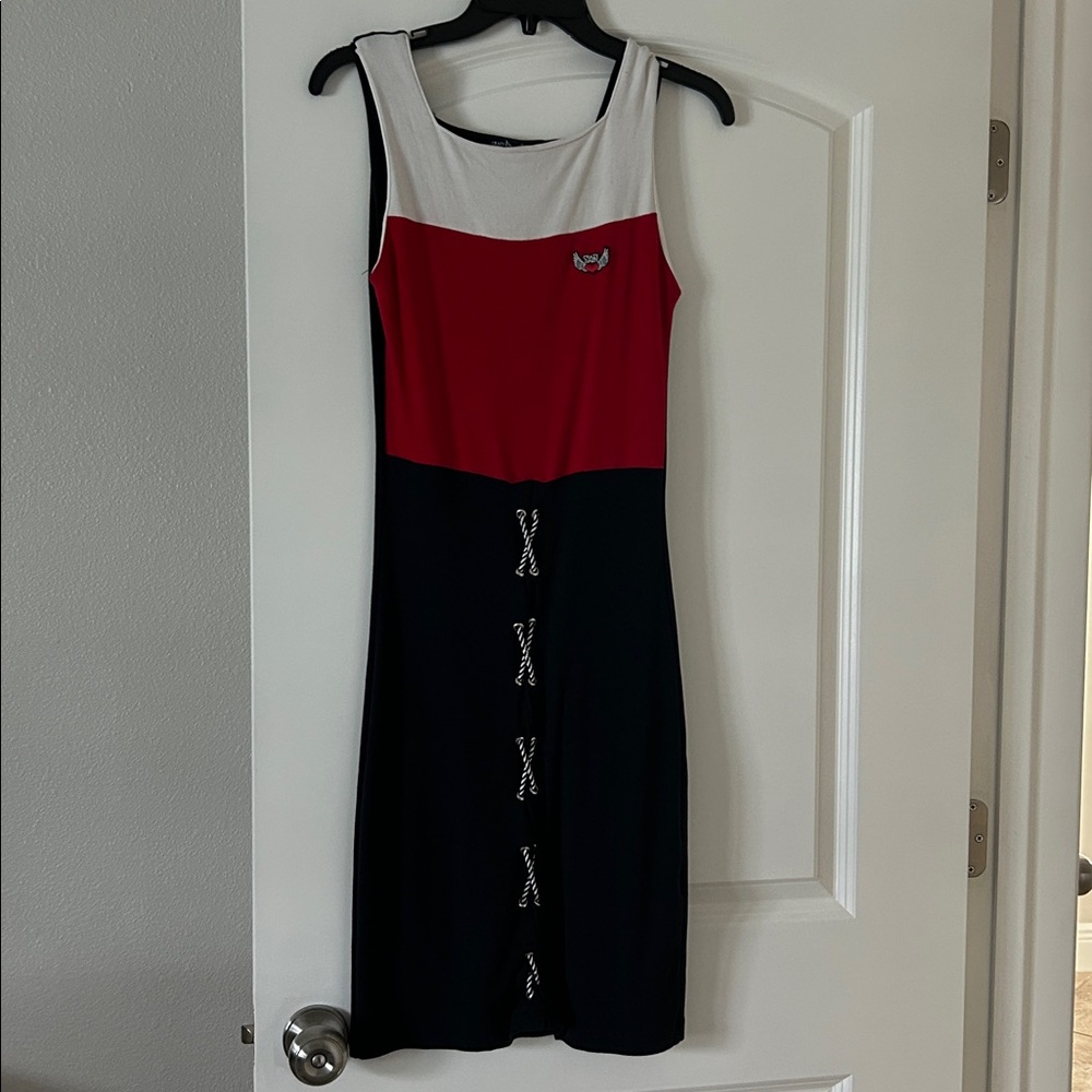 Crazy daisy Patriotic Red and Blue Midi Dress